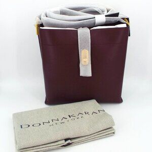 Donna Karan Bridgehampton Fig Leather Turnlock Crossbody Bag with Dust Bag